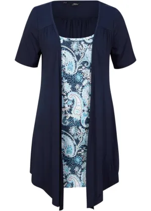 2in1 shirt with print and round neck Bpc Bonprix Collection, blue