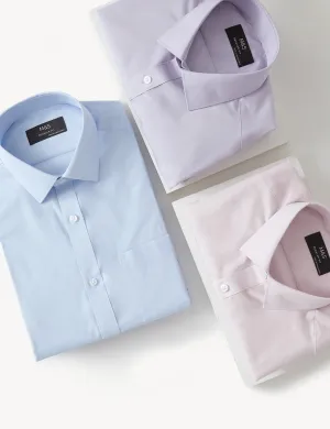 3 pairs of regular fit long sleeve shirts easy to iron Marks & Spencer