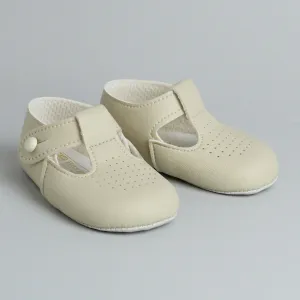 Baby Boy Shoes with Soft Sole and T Bar - Beige / Biscuit