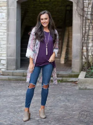 Boho Dreamin Kimono with white fringe