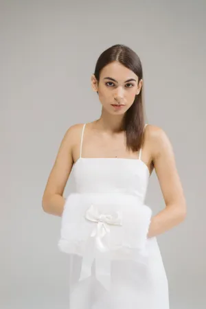 Domna: Faux Fur Bridal Hand Warmer with Velvet Bow