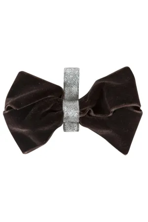 Heather Velvet Clip - Brown/Silver