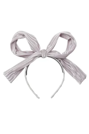 Party Bow Headband - Silver Velvet Stripe