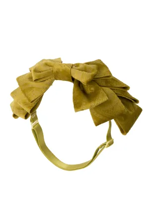 Pleated Ribbon Wrap - Gold Mustard Paisley Suede