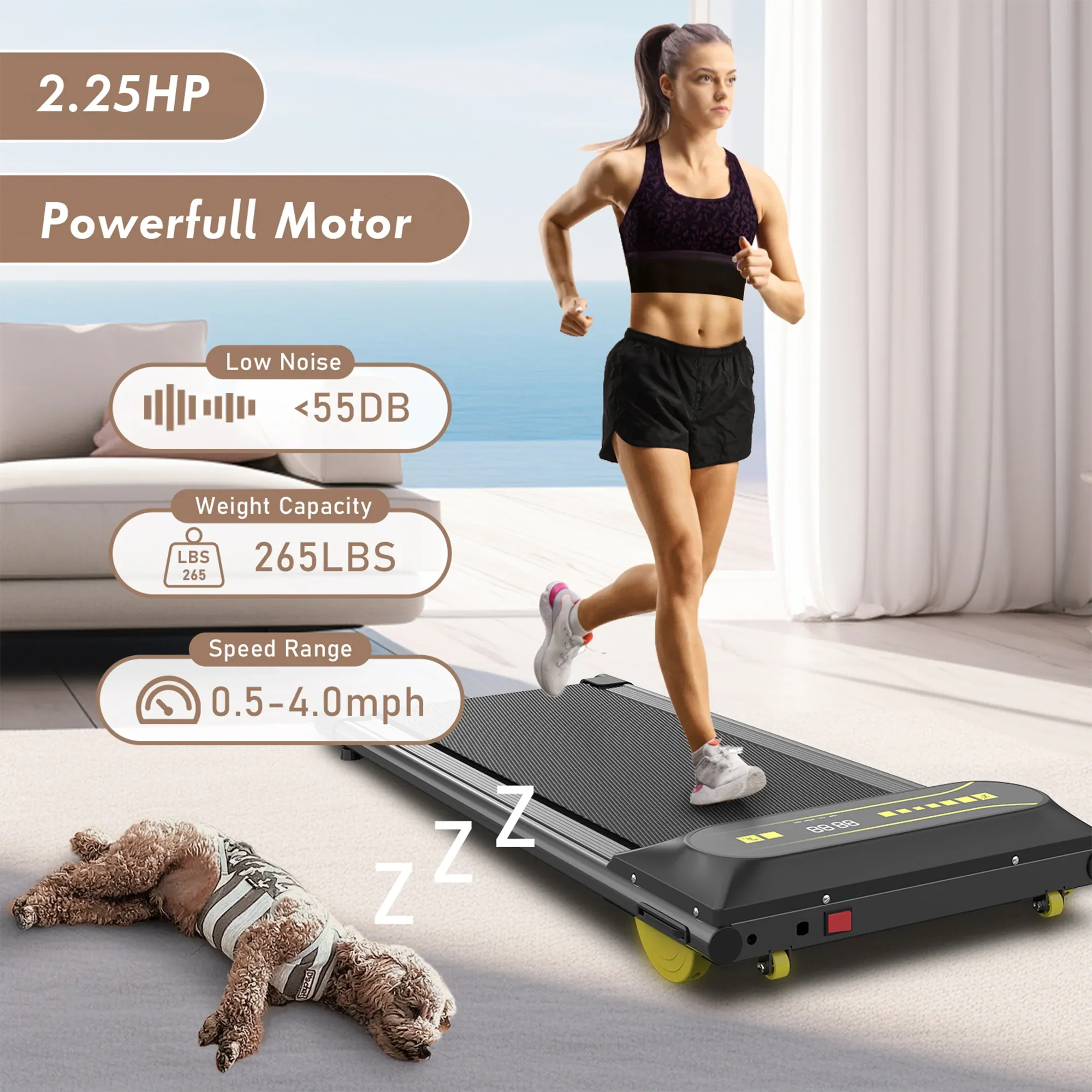 Q22 2-IN-1 Under Desk Treadmill with Dual Shock Absorbing & Remote Control