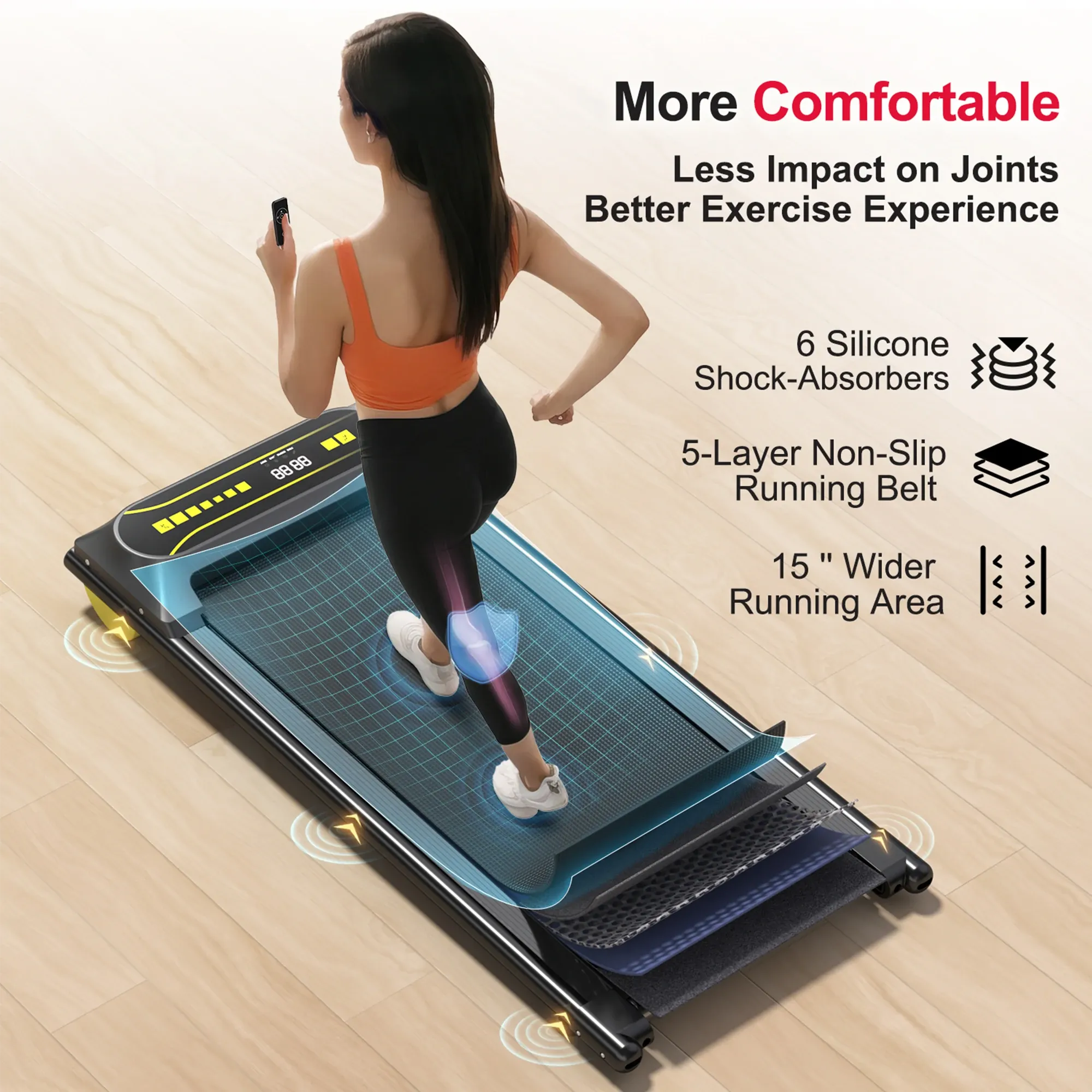 Q22 2-IN-1 Under Desk Treadmill with Dual Shock Absorbing & Remote Control