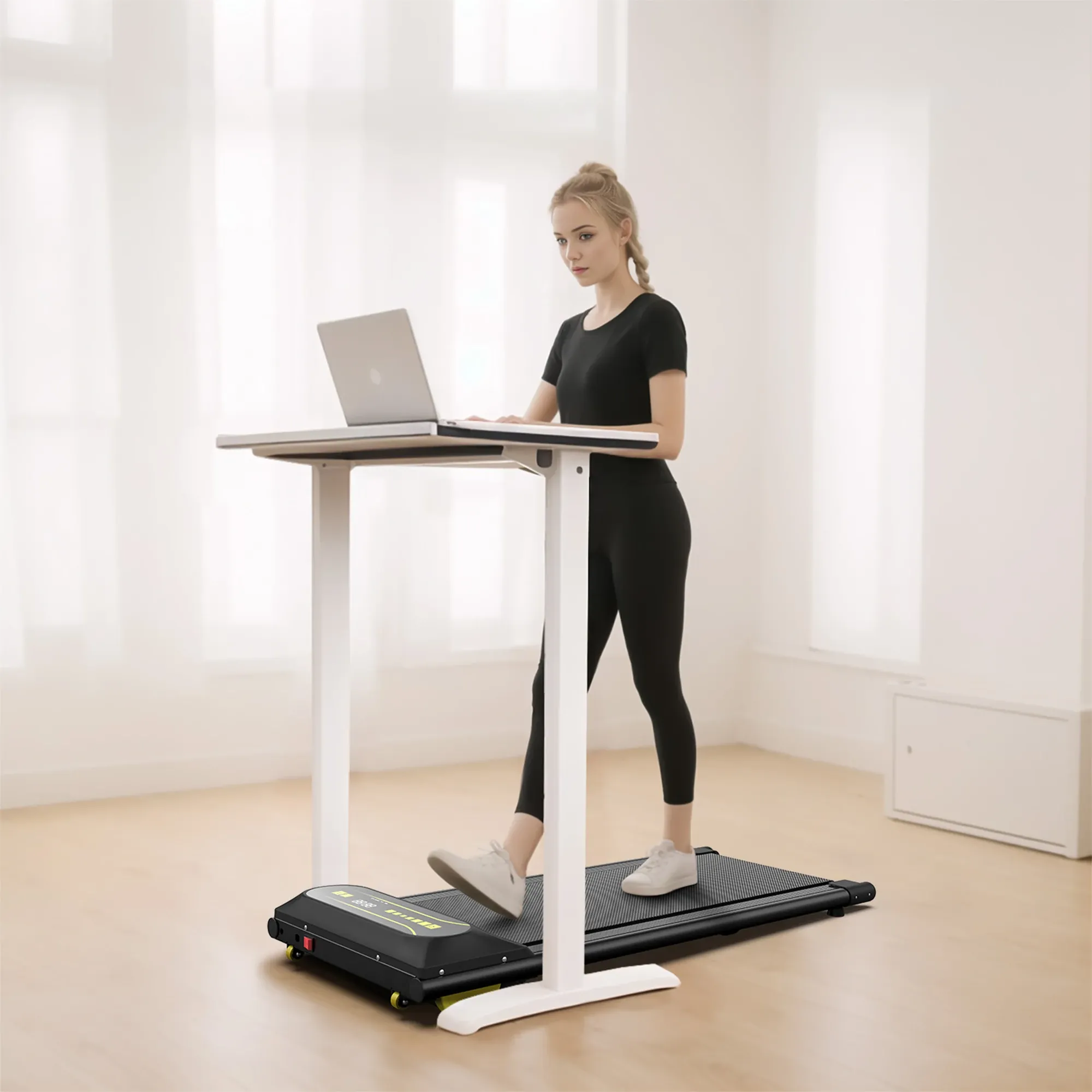 Q22 2-IN-1 Under Desk Treadmill with Dual Shock Absorbing & Remote Control