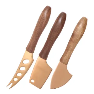 Stainless Steel Cheese Knife Walnut Wooden Handle Cheese Knife Baking Butter Knife Cheese Tool Set