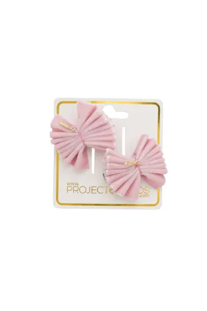 Velvet Pleated Butterfly Bow Clip Set - Dusty Rose (Handmade in the USA!)